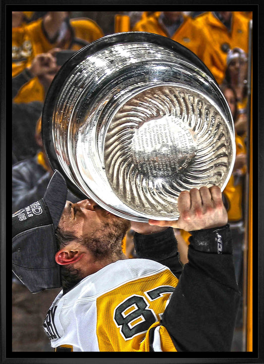 Sidney Crosby Pittsburgh Penguins Framed 20x29 Kissing Cup Canvas - www.Shopthatapp.com