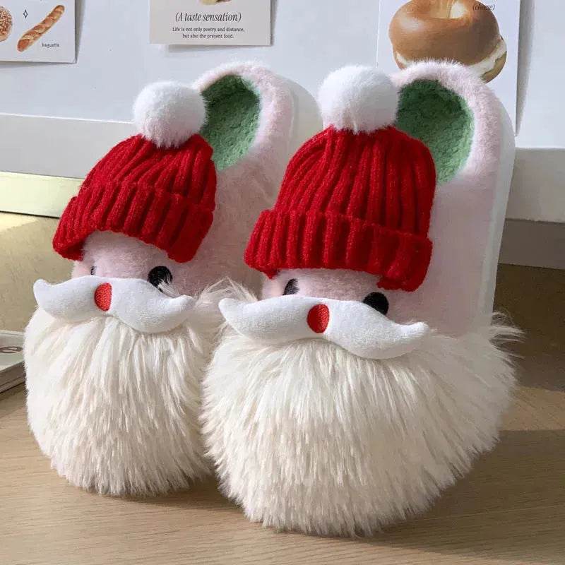 Cute Christmas Santa Claus Home Slippers Winter Warm Indoor Non-slip Floor Plush Shoes For Women - www.Shopthatapp.com