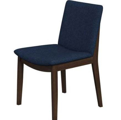 Laura Blue Linen Solid Wood Dining Chair  Set Of 2 Mid-Century Modern Style - www.Shopthatapp.com