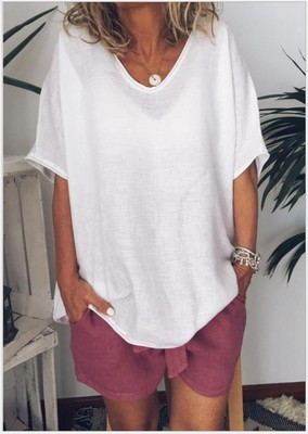 Spring Summer Loose Short Sleeves cotton linen blouse top Women Summer Tops - www.Shopthatapp.com