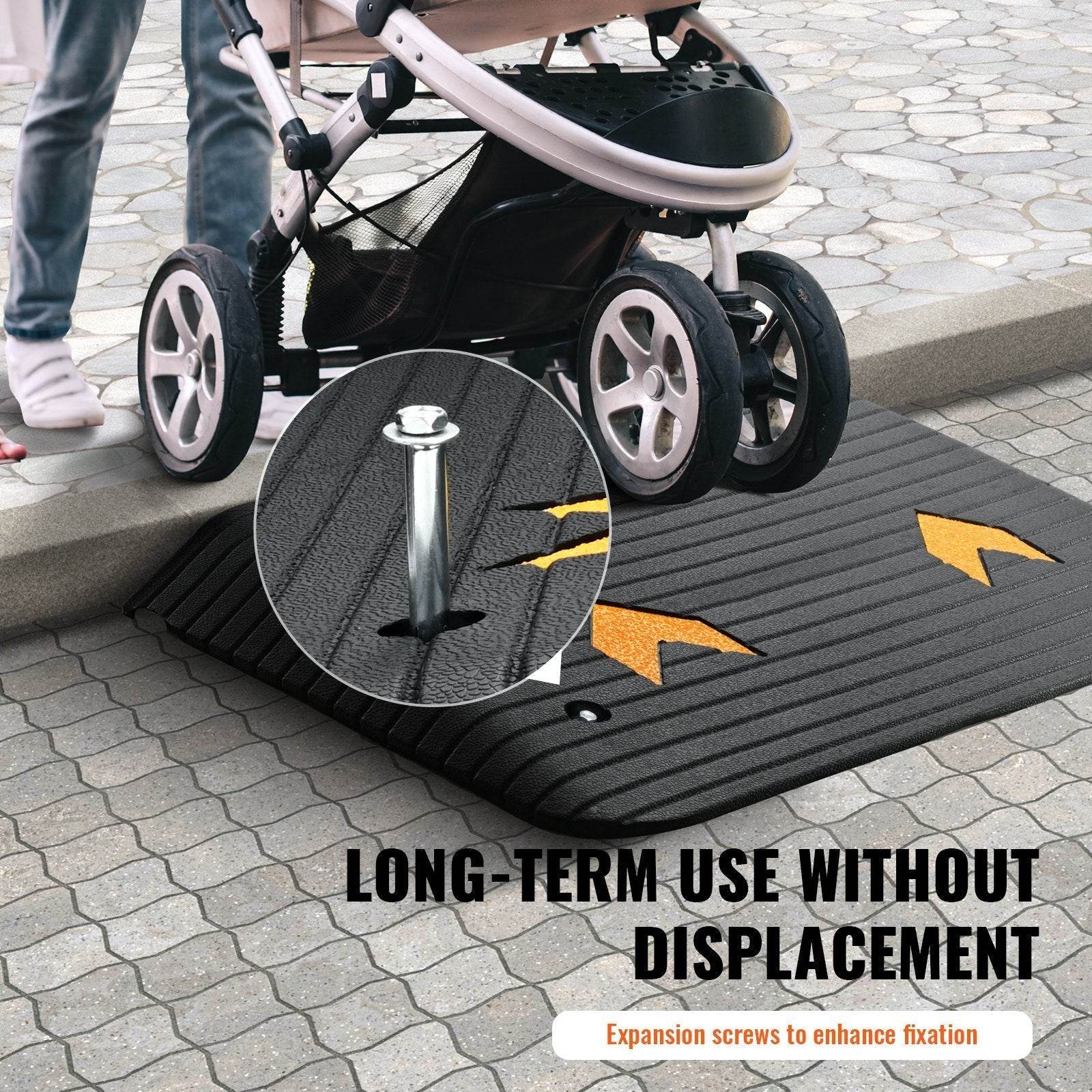 Upgraded Rubber Threshold Ramp, 3.5 Rise Door Ramp With 1 Channel, Natural Rubber Car Ramp With Non-Slip Textured Surface, 33069 Lbs Load Capacity Curb Ramp For Wheelchair And Scooter - www.Shopthatapp.com