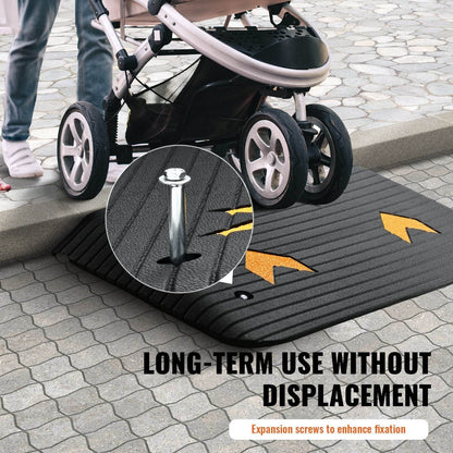 Upgraded Rubber Threshold Ramp, 3.5 Rise Door Ramp With 1 Channel, Natural Rubber Car Ramp With Non-Slip Textured Surface, 33069 Lbs Load Capacity Curb Ramp For Wheelchair And Scooter - www.Shopthatapp.com