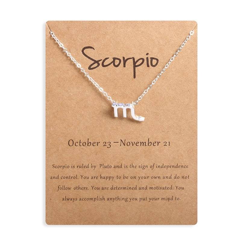 12 Zodiac Sign Necklaces With Gift Card Constellations Pendant Necklace Jewelry - www.Shopthatapp.com