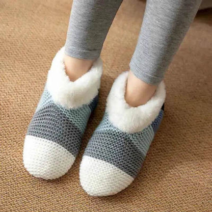 Women's Color-matching Knitted Plush Floor Socks Home Indoor Warm Non-slip Carpet Socks Winter Fashion - www.Shopthatapp.com
