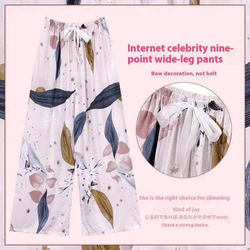 Cotton Silk Pajama Lounge trouser Pants Summer Women - www.Shopthatapp.com