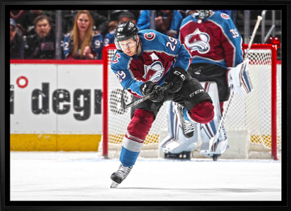 Nathan MacKinnon Colorado Avalanche Framed 20x29 Passing Canvas - www.Shopthatapp.com