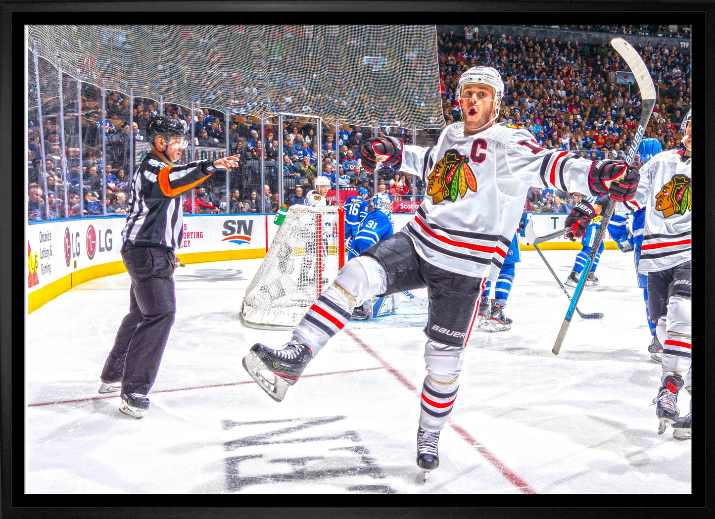 Jonathan Toews Chicago Blackhawks Framed 20x29 Goal Celebration Canvas - www.Shopthatapp.com