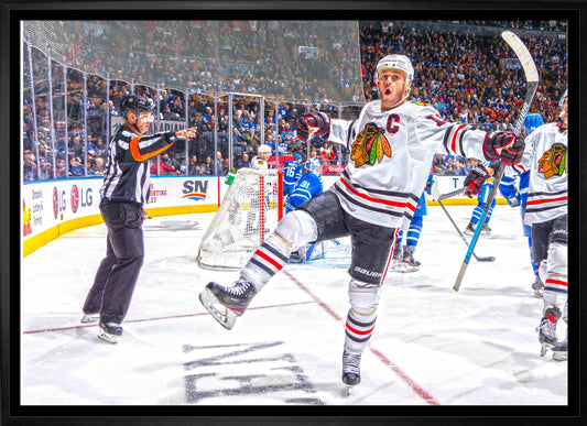 Jonathan Toews Chicago Blackhawks Framed 20x29 Goal Celebration Canvas - www.Shopthatapp.com
