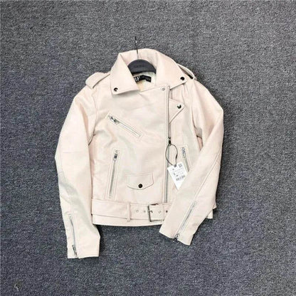 Women Fashion Leather Long sleeve Jacket - www.Shopthatapp.com