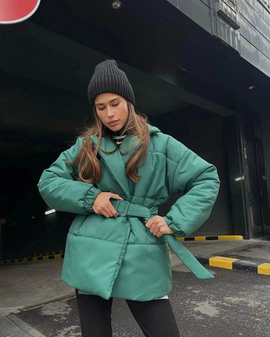 Winter Lapel Waisted Cotton Coat Hooded Winter Jacket women - www.Shopthatapp.com
