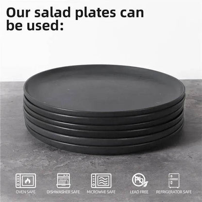 6PCS Flat Ceramic Steak Plate Salad Plates - www.Shopthatapp.com