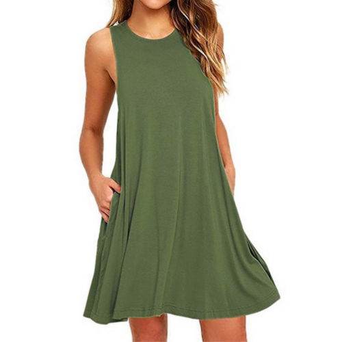 Casual Summer dress Women Pocket Dress Ladies beach mini dress