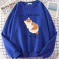 Women Chic Casual No Flattering Cat Print Crew Neck Sweatshirt - www.Shopthatapp.com