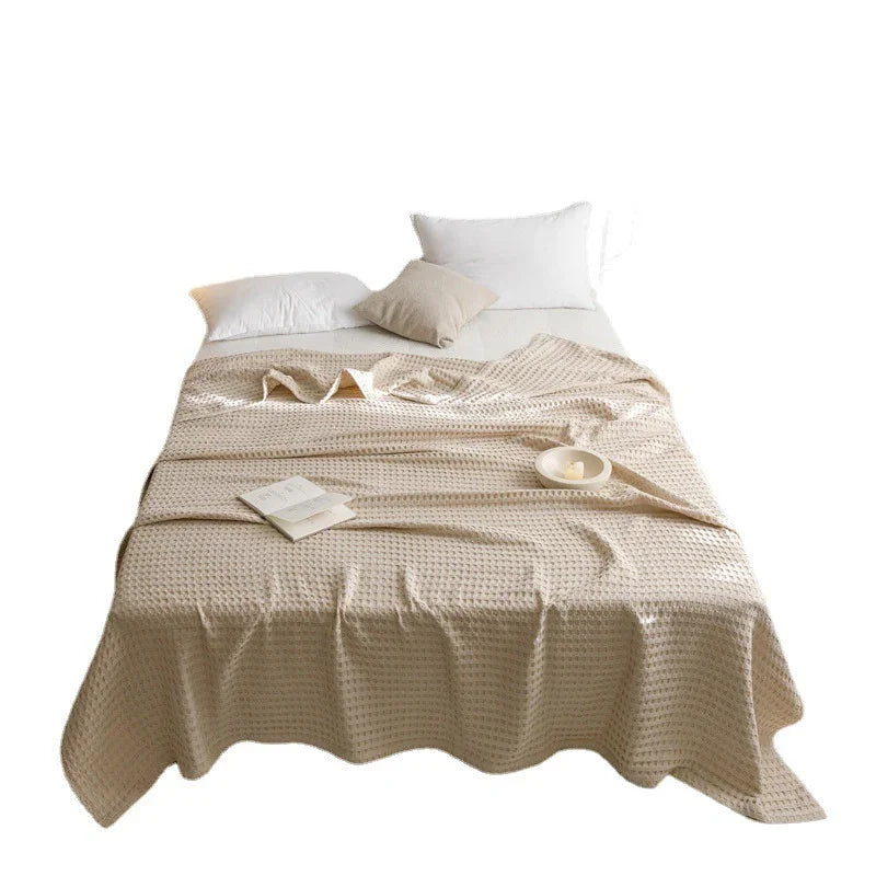 Waffle Cotton Yarn Air Conditioner Summer Cooling Duvet Solid Color Dormitory Comforter - www.Shopthatapp.com
