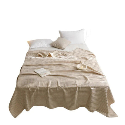 Waffle Cotton Yarn Air Conditioner Summer Cooling Duvet Solid Color Dormitory Comforter - www.Shopthatapp.com