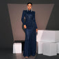 Long Sleeve Round Neck Slim Long Sequined Banquet Dress - www.Shopthatapp.com