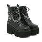 Black Block heeled  Buckled Ankle boot Gothic for women - www.Shopthatapp.com