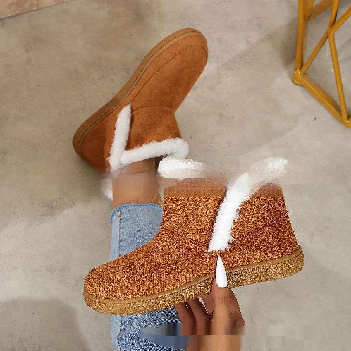 Insulated Cotton-padded Boot Shoes  Flat Bottom Solid Color Fleece Lined perfect for winter - www.Shopthatapp.com