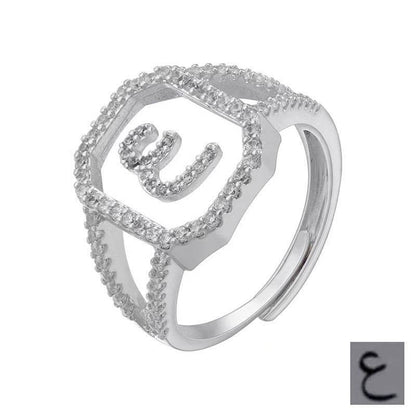 Fashion Micro Inlaid Zircon Arab Letters Ring for women - www.Shopthatapp.com