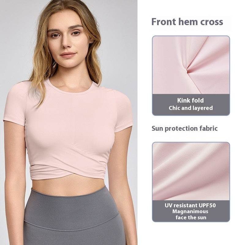 Fashion Short Sleeve Crop Workout Top for Women Yoga Crop Top - www.Shopthatapp.com