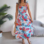 Flowers Print Suspender Corset Dress Ins Fashion Holiday Beach Long Dresses Summer Clothing For Women - www.Shopthatapp.com