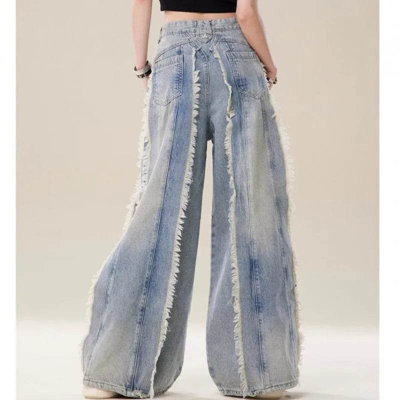 Jeans Destroyed Loose Burrs Wide Leg Bootcut Pants - www.Shopthatapp.com