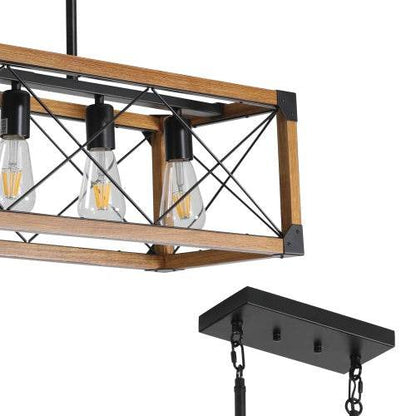 5 Lights Vintage Farmhouse Chandelier For Kitchen, Living Room, Dining Room Walnut - No Bulbs - www.Shopthatapp.com