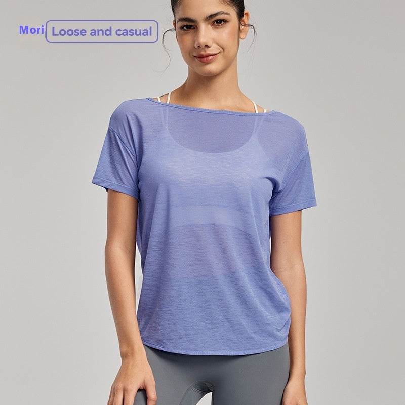 Draping Flab Hiding Yoga Clothes Blouse Sexy Beauty Back Mesh Workout Top - www.Shopthatapp.com
