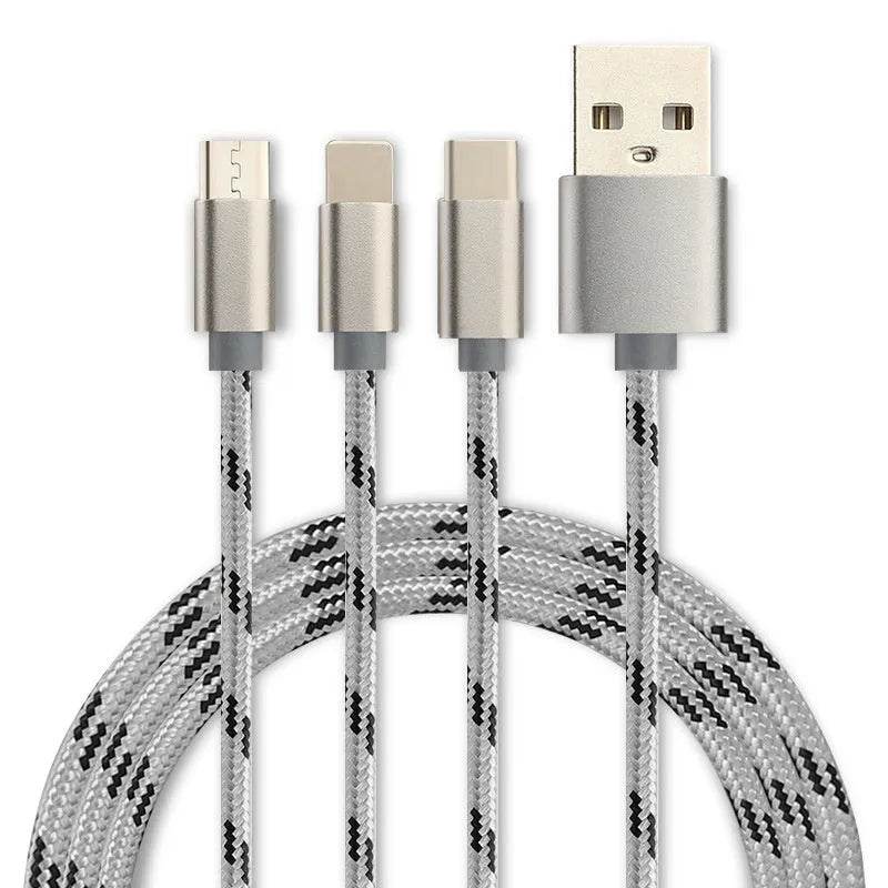 Three-in-one Mobile Phone Charging Cable - www.Shopthatapp.com
