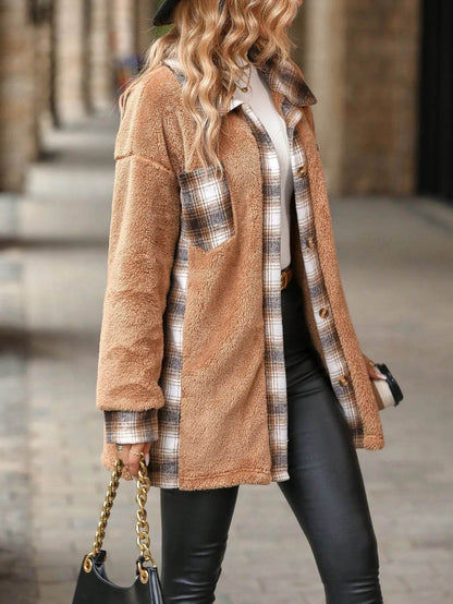 Plaid Woolen Coat Fashion Lapel Single-breasted Mid-length Coat Women's Clothing - www.Shopthatapp.com