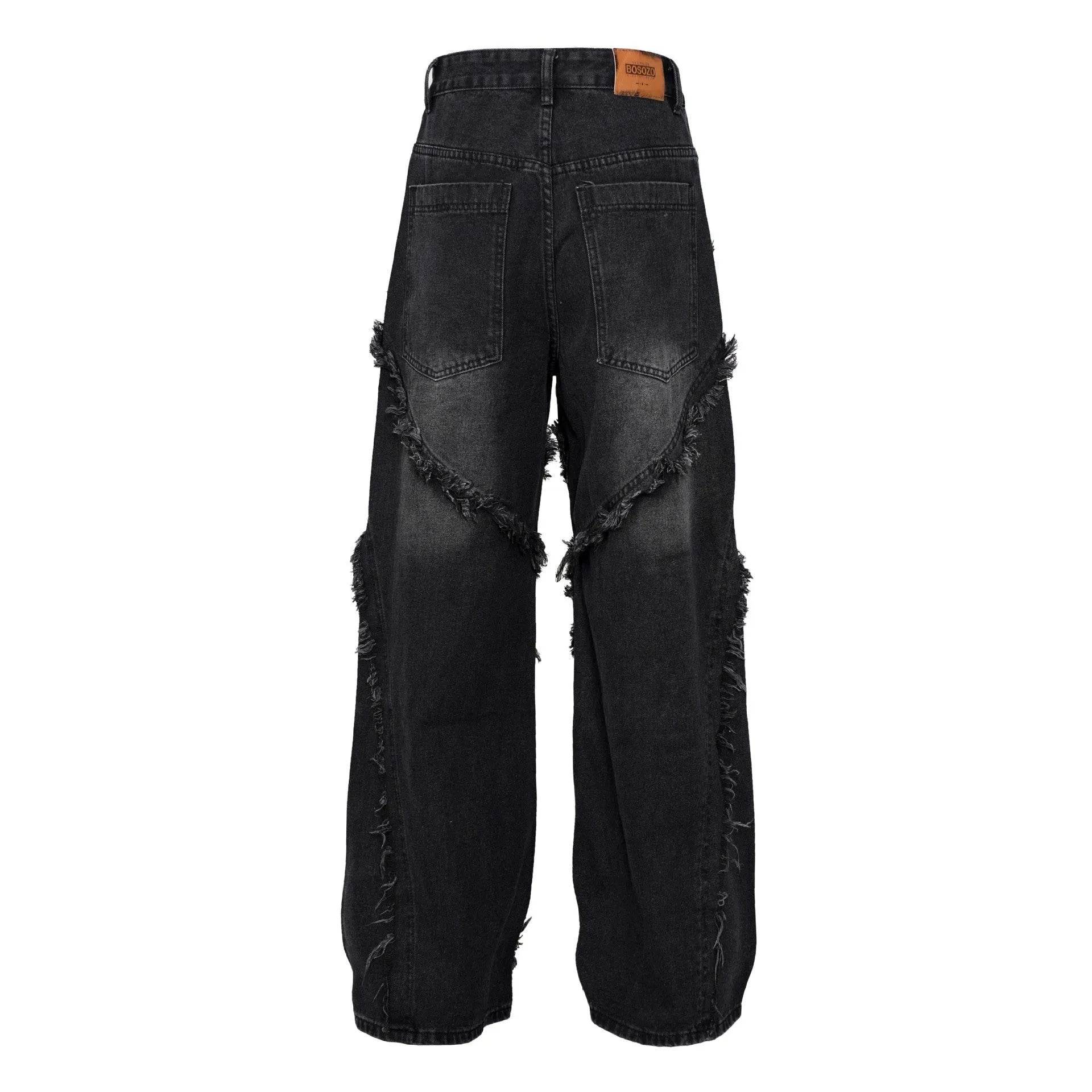 Wash Distressed Stitching Baggy Jeans Pant With Whiskers Same Style For Men And Women - www.Shopthatapp.com