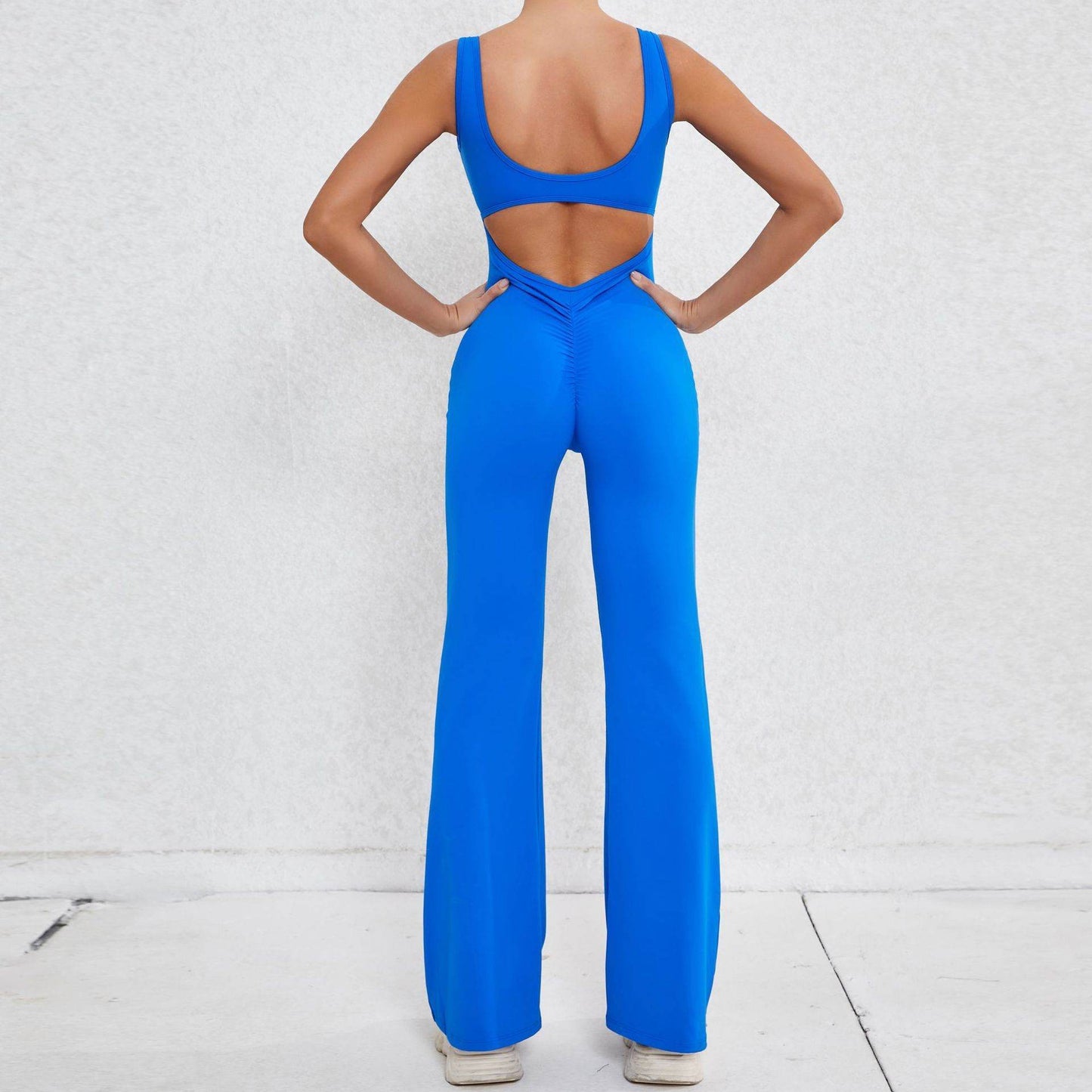 Hollow Back Workout Jumpsuit Sports Athleisure Yoga Wide Leg Jumpsuit - www.Shopthatapp.com