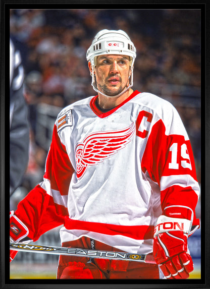 Steve Yzerman Detroit Red Wings Framed 20x29 The Stare Canvas - www.Shopthatapp.com