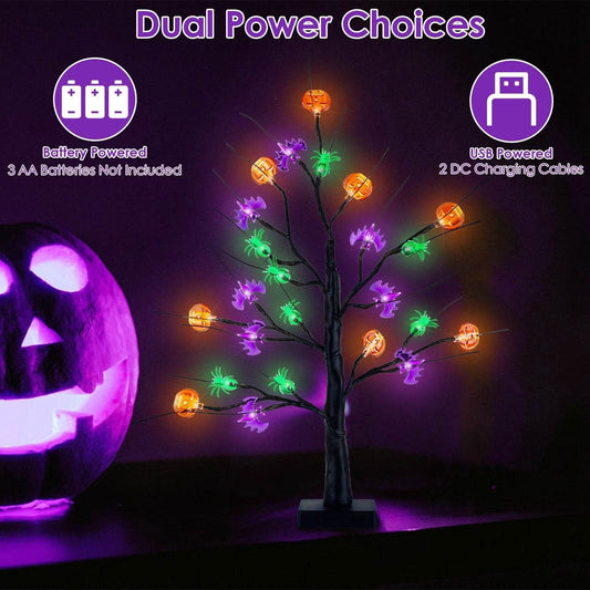 2Pack 1.97FT Lighted Halloween Trees Halloween Indoor Decorations Black Halloween Tree Lights With Timer Adjustable Twigs For Tabletop Party - www.Shopthatapp.com