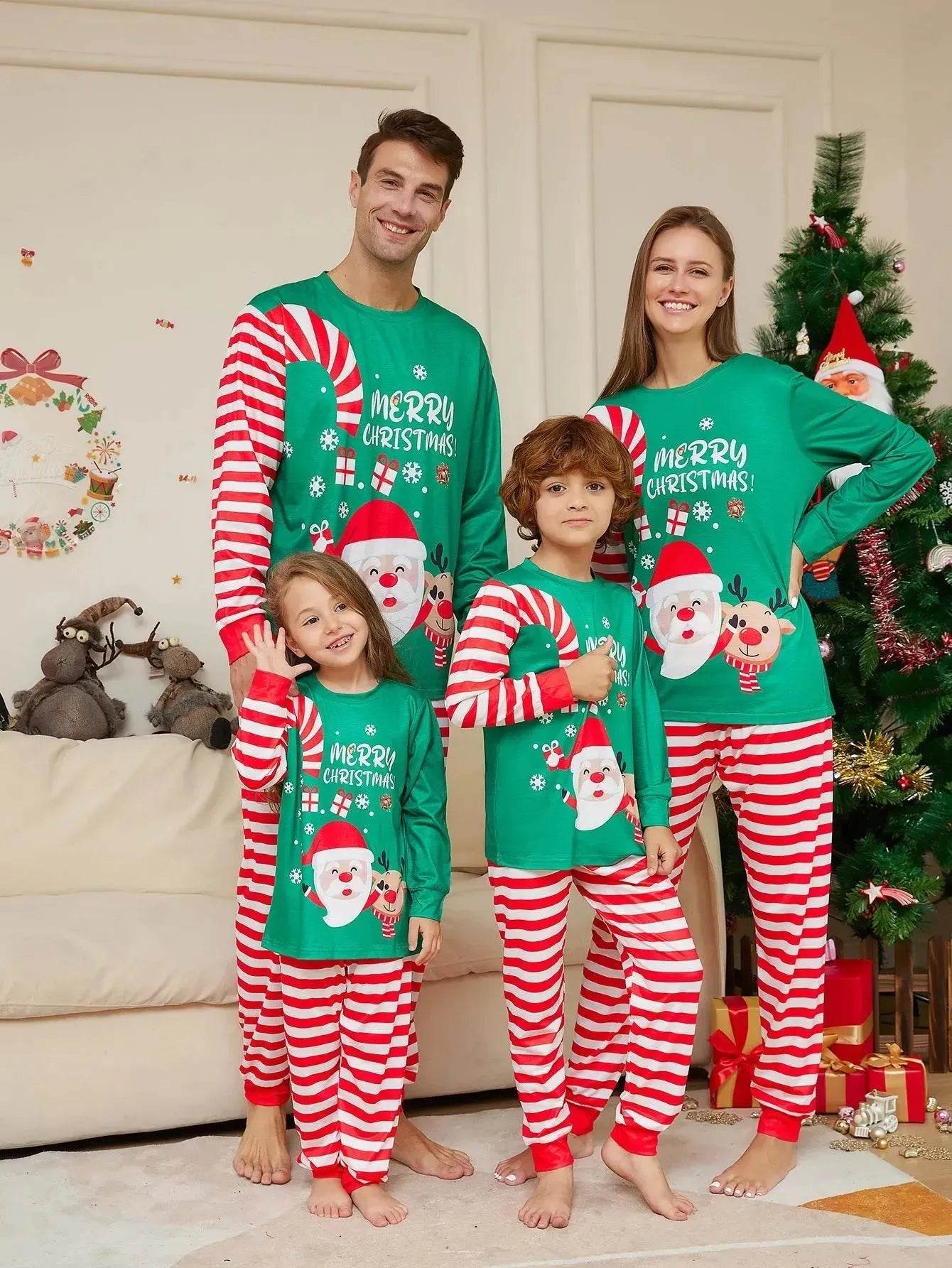 Cartoon Santa Claus Letter Printing Parent-child Christmas Pajamas Home Wear Suit - www.Shopthatapp.com