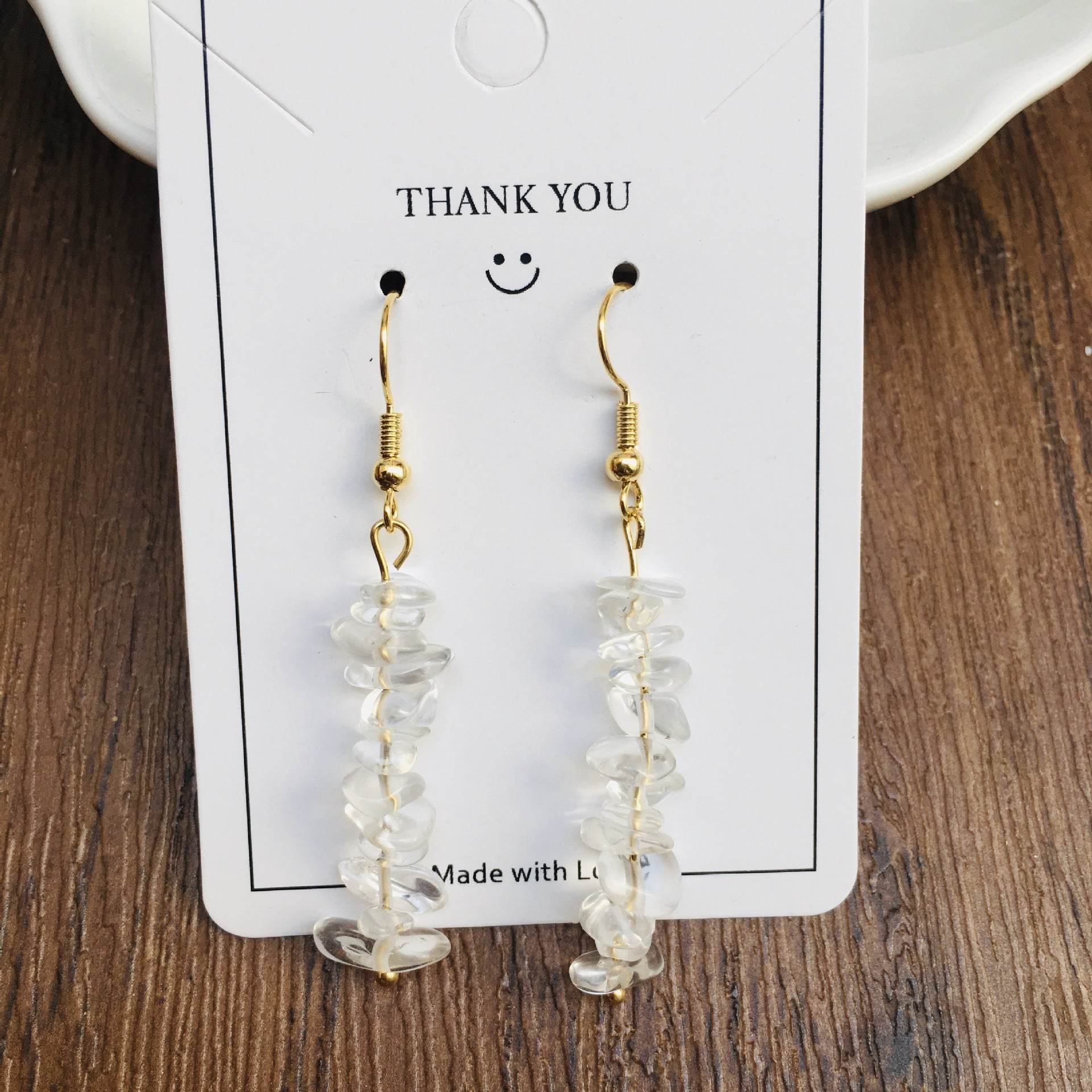Handmade DIY Natural Crystal Stone Beaded Earrings - www.Shopthatapp.com