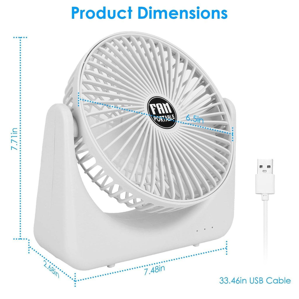 6.5in Desk Fan USB Powered 2 Speeds Table Cooling Fan Tilt Quiet Desktop Fan For Bedroom Office - www.Shopthatapp.com