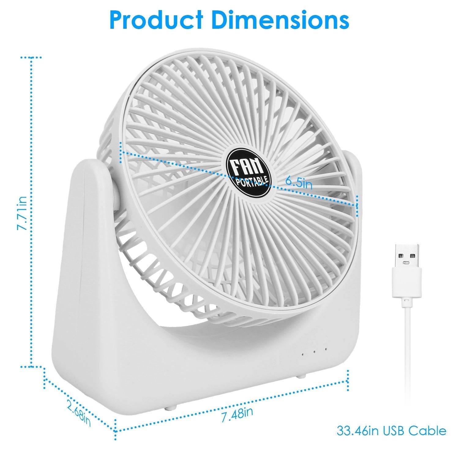 6.5in Desk Fan USB Powered 2 Speeds Table Cooling Fan Tilt Quiet Desktop Fan For Bedroom Office - www.Shopthatapp.com