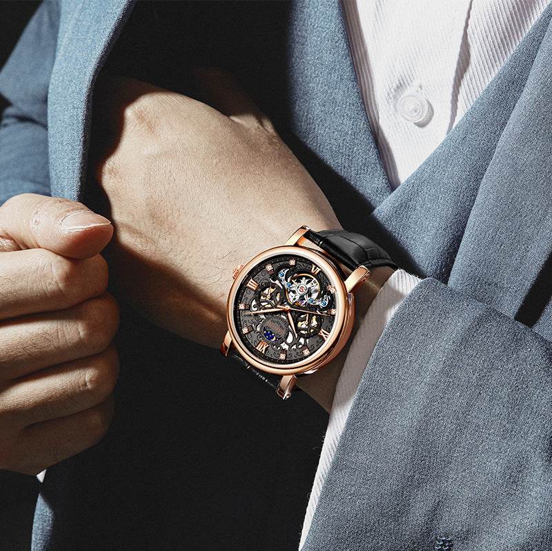 Men's Business Casual Waterproof Luminous Leather Watch - www.Shopthatapp.com