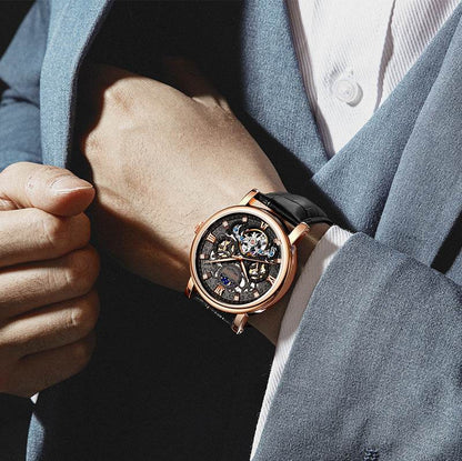 Men's Business Casual Waterproof Luminous Leather Watch - www.Shopthatapp.com