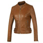 Ladies Fall and Winter Slim fit Leather Jacket  Biker Jacket Women - www.Shopthatapp.com