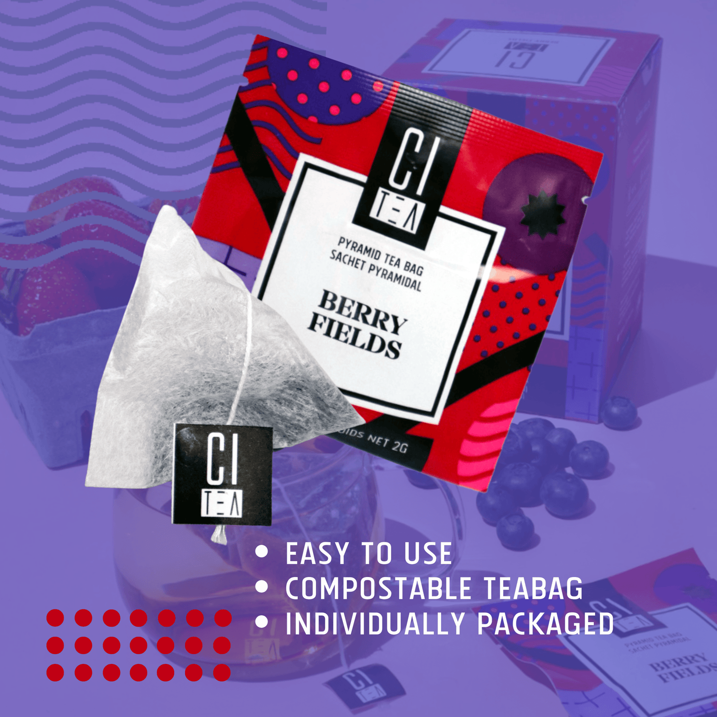 Berry Fields, Berry Tea Pyramid Tea Bags - www.Shopthatapp.com