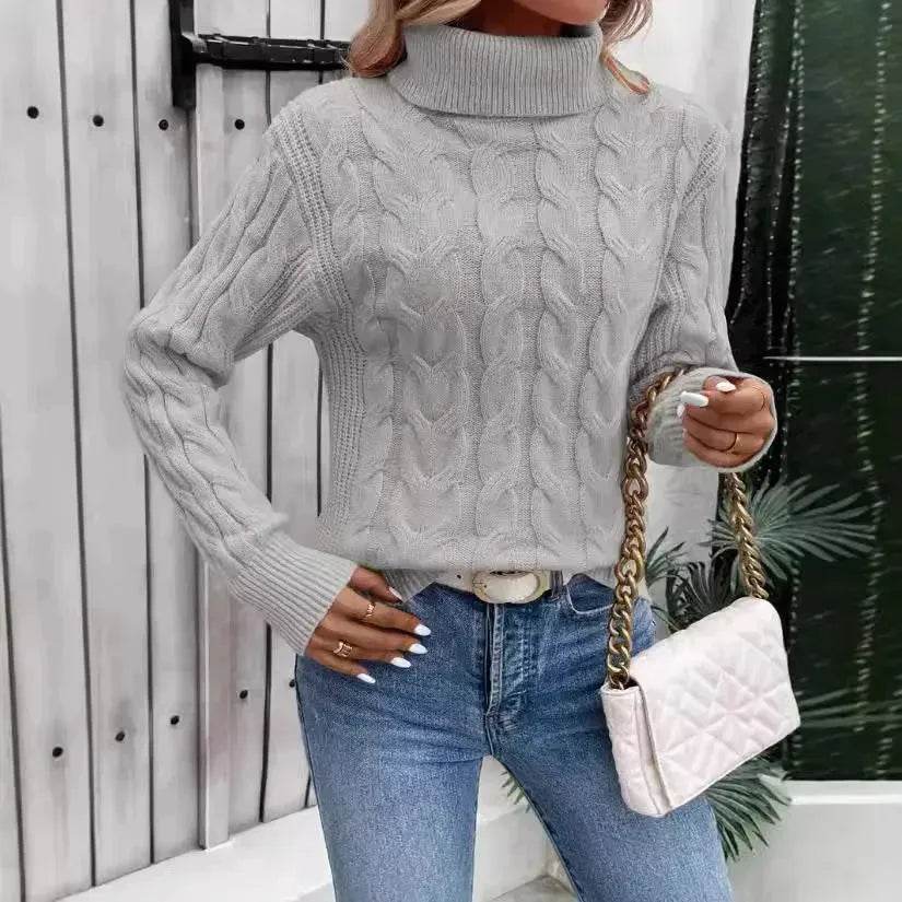 Women's Cable-knit Turtleneck Sweater - www.Shopthatapp.com