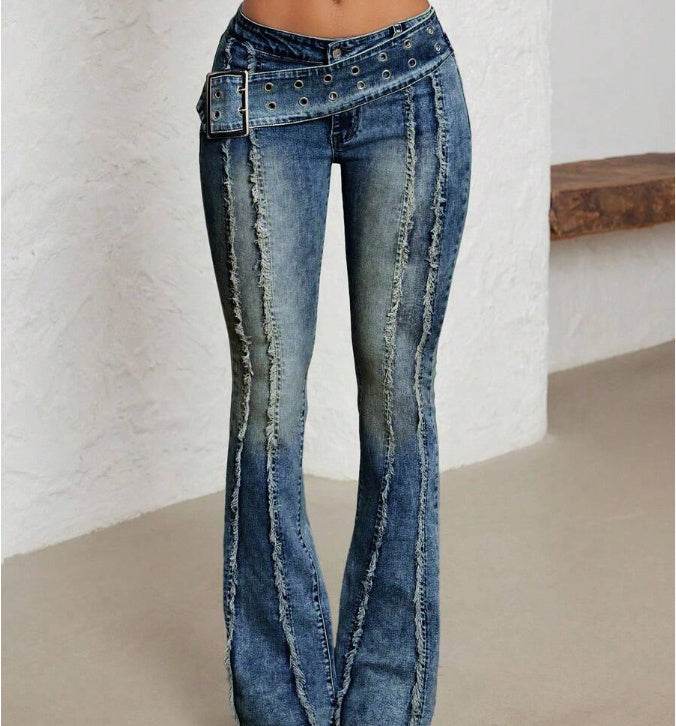 Women's Fashionable Low Waist Flared Jeans - www.Shopthatapp.com