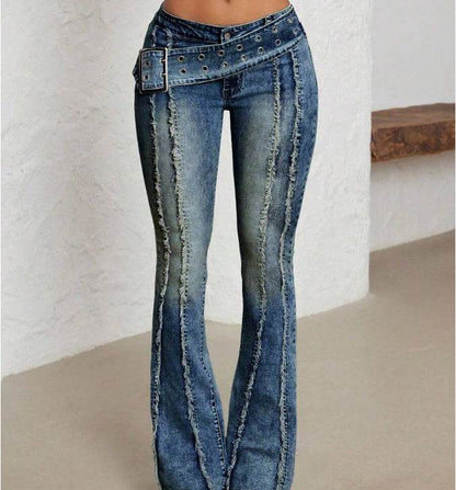 Women's Fashionable Low Waist Flared Jeans - www.Shopthatapp.com