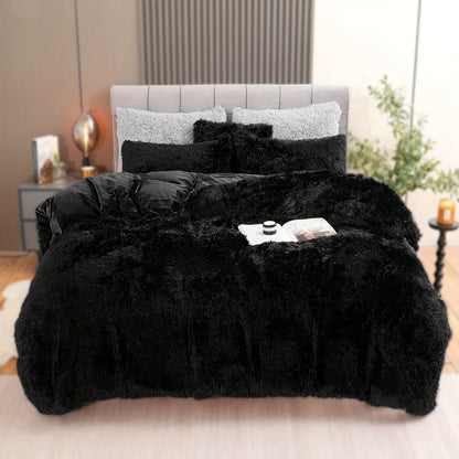 4PCs Plush Duvet Cover Set Luxury Ultra Soft Velvet Duvet - www.Shopthatapp.com