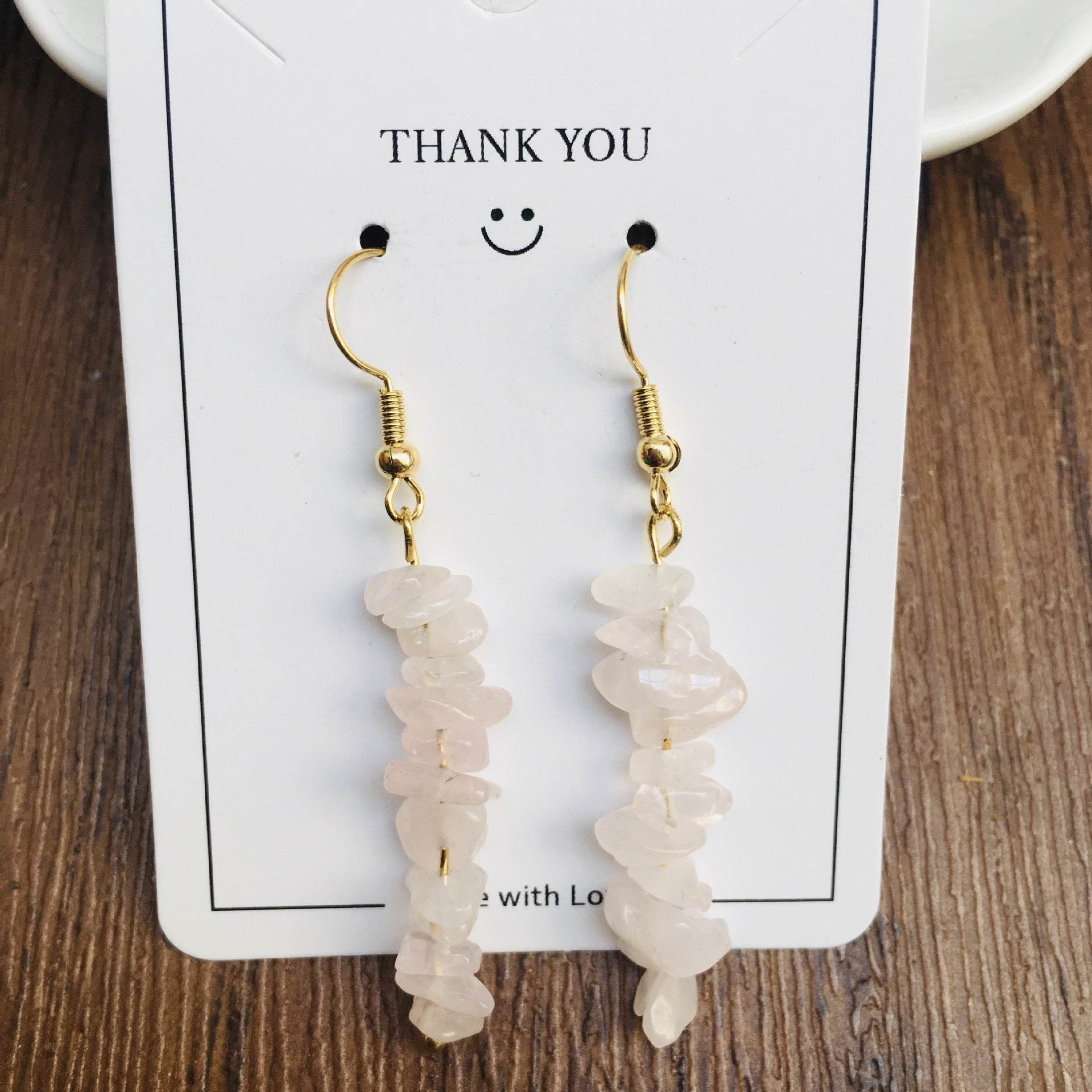 Handmade DIY Natural Crystal Stone Beaded Earrings - www.Shopthatapp.com