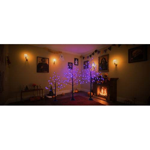 3 Pac Halloween Spooky Tree With Purple Lights, 4FT 5FT And 6FT, Lighted Black Tree For Halloween Decoration - www.Shopthatapp.com