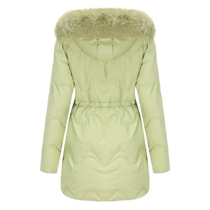 Autumn Winter Fur Collar cotton padded long winter jacket for women - www.Shopthatapp.com