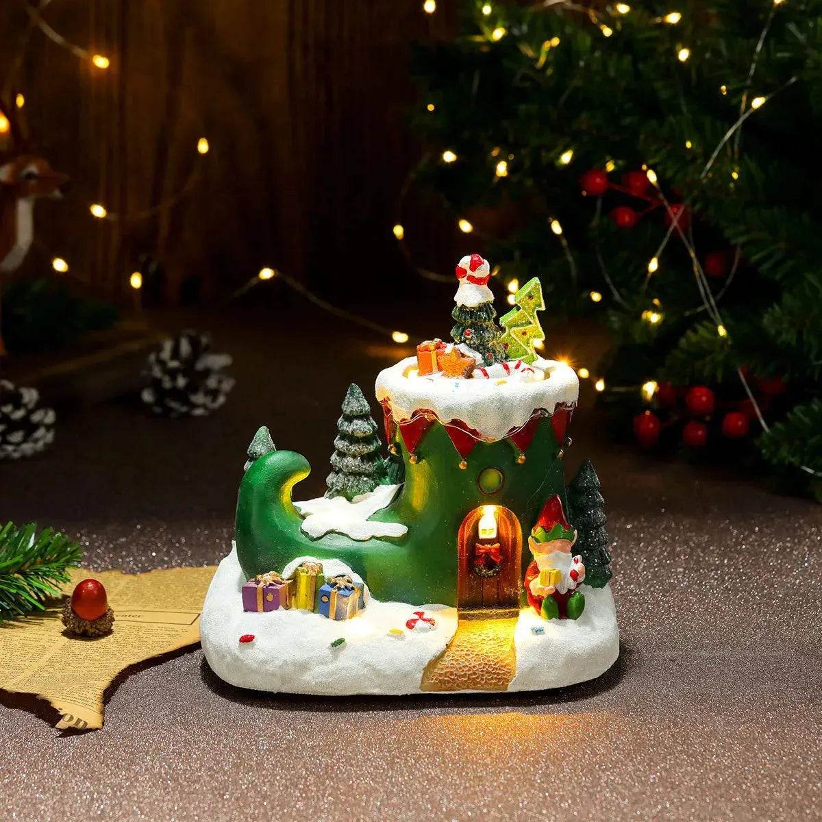 Christmas Rotating Resin Luminous Music Box Ornaments - www.Shopthatapp.com